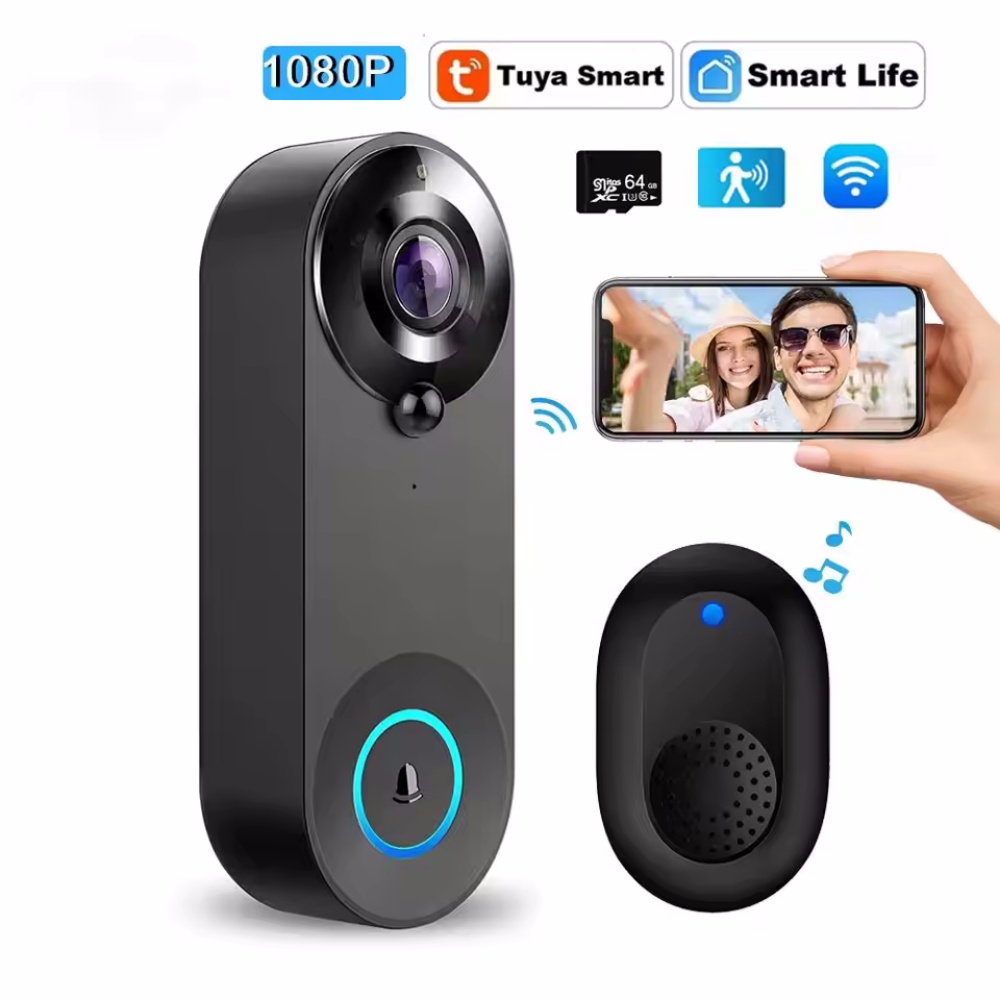 Home Security Doorbell Camera - Tuya 1080P Bel Pintu WIFI Nirkabel