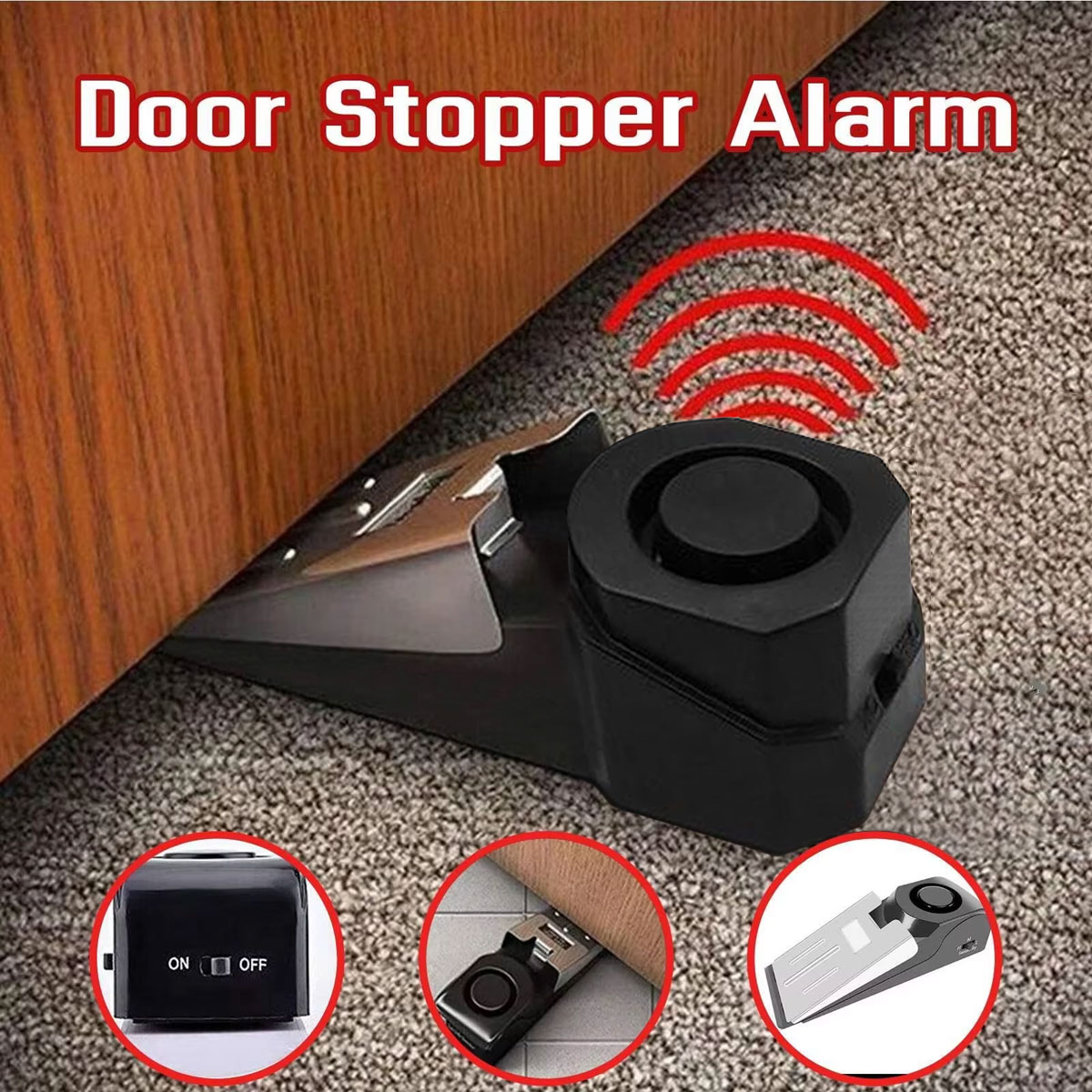 Door Wedge Alarm - Sistem Alarm Pintu Nirkabel 120dB, Penahan