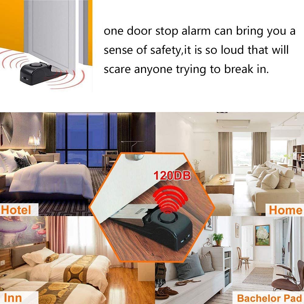 Door Wedge Alarm - Sistem Pengaman Pintu Nirkabel 120 db,