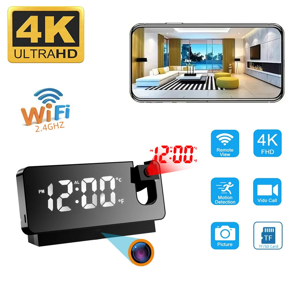 Hidden Camera Clock - Kamera Jam Proyeksi Miniatur FHD 1080P