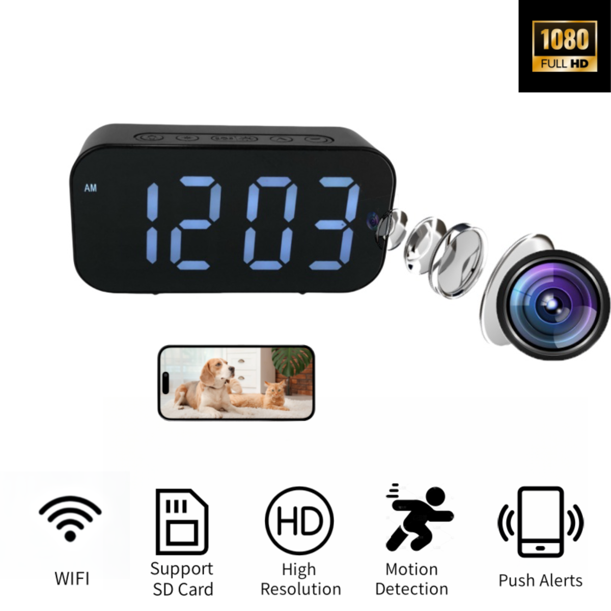 Hidden Camera Clock - Kamera Jam Alarm WIFI HD 1080P