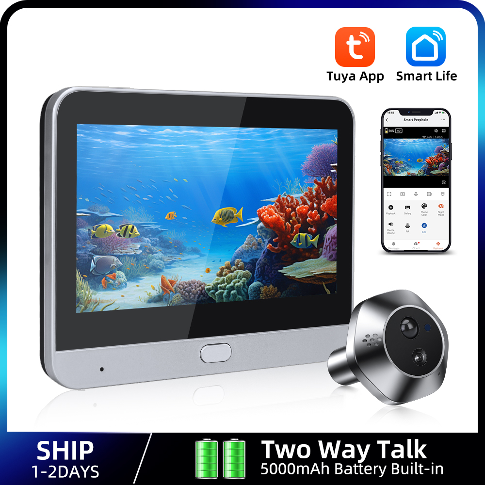 Home Security Doorbell Camera - Kamera Video lubang Pengintip WiFi 1080P,