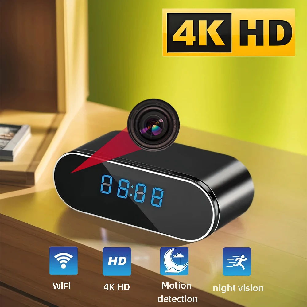 Hidden Camera Clock - Kamera WiFi Mini Jam 4K HD