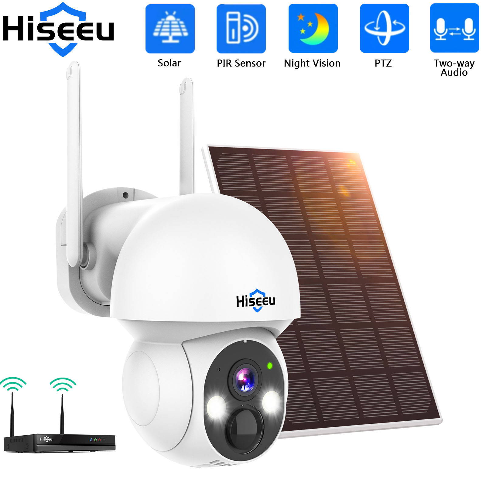 Hiseeu kamera IP tenaga surya  - Home Security Wifi Camera ulasan dan harga